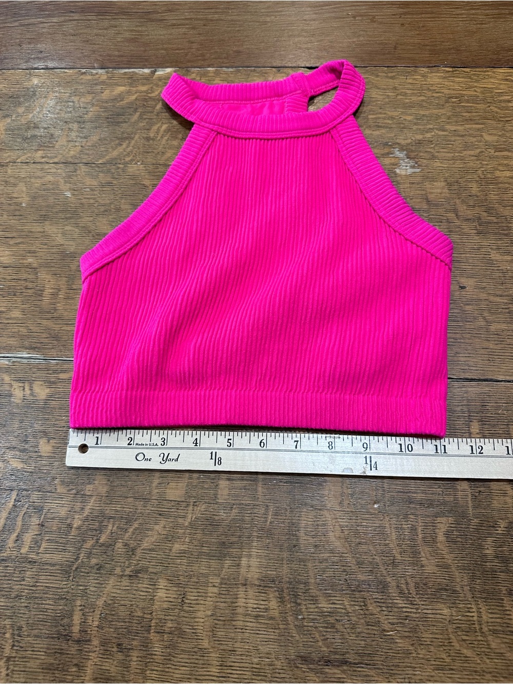 aerie Hot Pink Ribbed tank Crop Top sz small